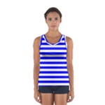 Horizontal Stripes - White and Blue Women s Sport Tank Top