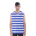 Horizontal Stripes - White and Cerulean Blue Men s Basketball Tank Top