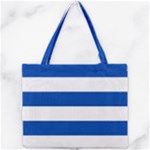 Horizontal Stripes - White and Cobalt Blue Mini Tote Bag