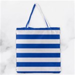 Horizontal Stripes - White and Cobalt Blue Grocery Tote Bag