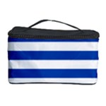 Horizontal Stripes - White and Cobalt Blue Cosmetic Storage Case