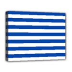 Horizontal Stripes - White and Cobalt Blue Deluxe Canvas 20  x 16  (Stretched)