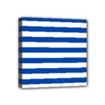 Horizontal Stripes - White and Cobalt Blue Mini Canvas 4  x 4  (Stretched)