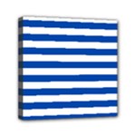 Horizontal Stripes - White and Cobalt Blue Mini Canvas 6  x 6  (Stretched)