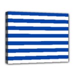 Horizontal Stripes - White and Cobalt Blue Canvas 14  x 11  (Stretched)