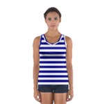 Horizontal Stripes - White and Dark Blue Women s Sport Tank Top