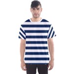 Horizontal Stripes - White and Oxford Blue Men s Sport Mesh Tee