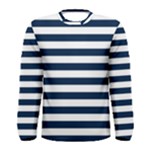 Horizontal Stripes - White and Oxford Blue Men s Long Sleeve T-shirt