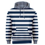 Horizontal Stripes - White and Oxford Blue Men s Pullover Hoodie