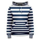 Horizontal Stripes - White and Oxford Blue Women s Pullover Hoodie