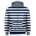 Horizontal Stripes - White and Oxford Blue Men s Zipper Hoodie