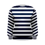 Horizontal Stripes - White and Oxford Blue Women s Sweatshirt