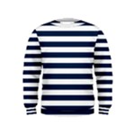 Horizontal Stripes - White and Oxford Blue Kid s Sweatshirt