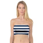 Horizontal Stripes - White and Oxford Blue Bandeau Top