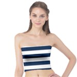 Horizontal Stripes - White and Oxford Blue Tube Top