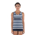 Horizontal Stripes - White and Oxford Blue Women s Sport Tank Top