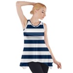 Horizontal Stripes - White and Oxford Blue Side Drop Tank Tunic