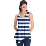 Horizontal Stripes - White and Oxford Blue Sleeveless Tunic