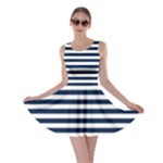 Horizontal Stripes - White and Oxford Blue Skater Dress