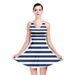 Horizontal Stripes - White and Oxford Blue Reversible Skater Dress