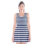 Horizontal Stripes - White and Oxford Blue Scoop Neck Skater Dress