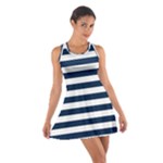 Horizontal Stripes - White and Oxford Blue Cotton Racerback Dress