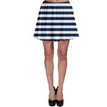 Horizontal Stripes - White and Oxford Blue Skater Skirt