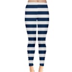 Horizontal Stripes - White and Oxford Blue Women s Leggings