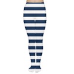 Horizontal Stripes - White and Oxford Blue Women s Tights