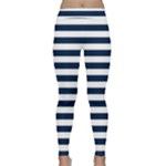 Horizontal Stripes - White and Oxford Blue Yoga Leggings