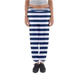 Horizontal Stripes - White and Oxford Blue Women s Jogger Sweatpants