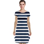 Horizontal Stripes - White and Oxford Blue Cap Sleeve Nightdress