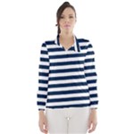 Horizontal Stripes - White and Oxford Blue Wind Breaker (Women)