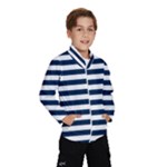 Horizontal Stripes - White and Oxford Blue Wind Breaker (Kids)