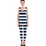 Horizontal Stripes - White and Oxford Blue OnePiece Catsuit