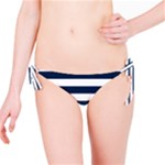 Horizontal Stripes - White and Oxford Blue Bikini Bottom