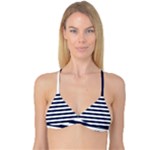 Horizontal Stripes - White and Oxford Blue Reversible Tri Bikini Top