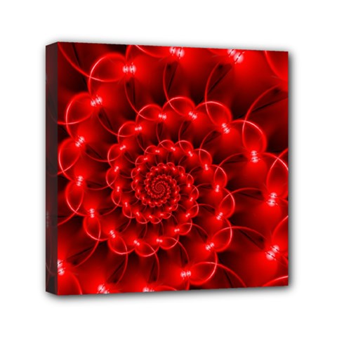 Glossy Red Spiral Fractal Mini Canvas 6  x 6  (Stretched) from ArtsNow.com