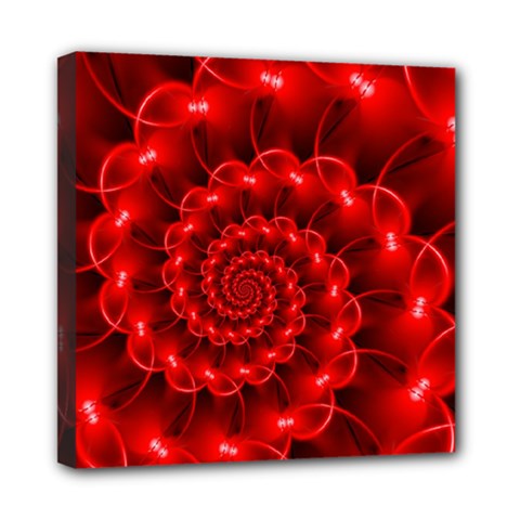 Glossy Red Spiral Fractal Mini Canvas 8  x 8  (Stretched) from ArtsNow.com