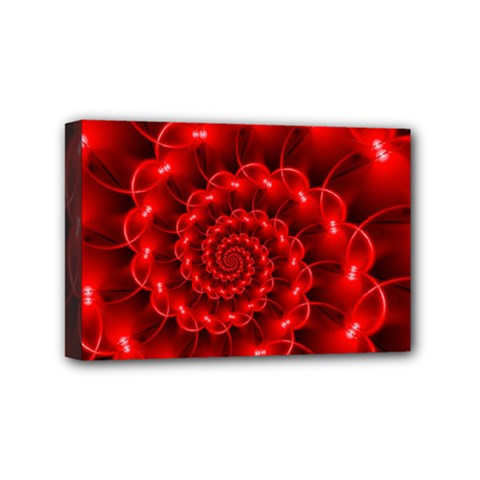 Glossy Red Spiral Fractal Mini Canvas 6  x 4  (Stretched) from ArtsNow.com