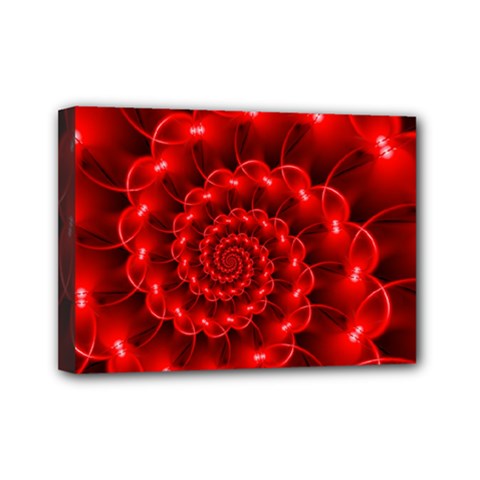 Glossy Red Spiral Fractal Mini Canvas 7  x 5  (Stretched) from ArtsNow.com