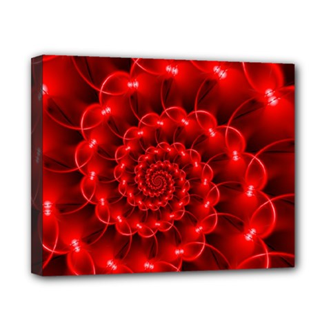 Glossy Red Spiral Fractal Canvas 10  x 8  (Stretched) from ArtsNow.com