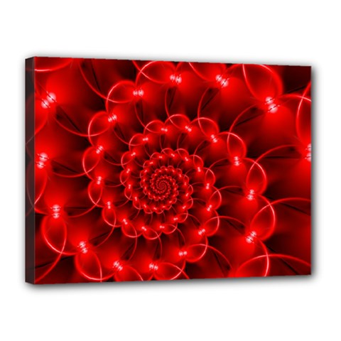 Glossy Red Spiral Fractal Canvas 16  x 12  (Stretched) from ArtsNow.com