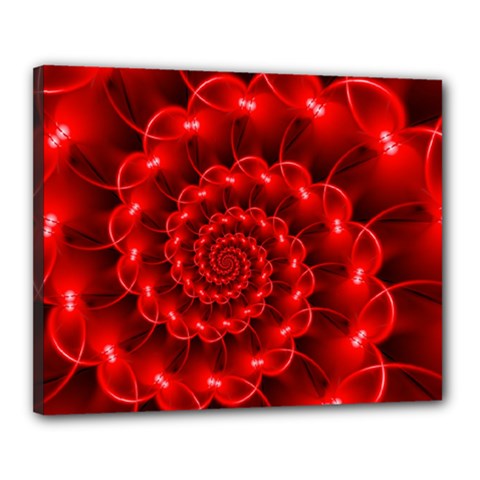 Glossy Red Spiral Fractal Canvas 20  x 16  (Stretched) from ArtsNow.com