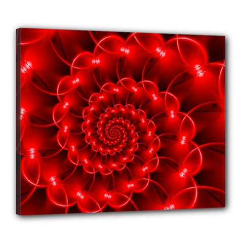 Glossy Red Spiral Fractal Canvas 24  x 20  (Stretched) from ArtsNow.com