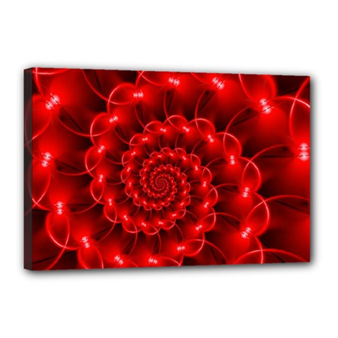 Glossy Red Spiral Fractal Canvas 18  x 12  (Stretched) from ArtsNow.com