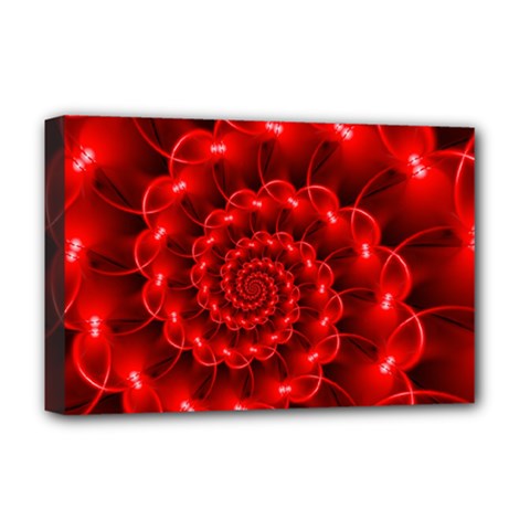 Glossy Red Spiral Fractal Deluxe Canvas 18  x 12  (Stretched) from ArtsNow.com