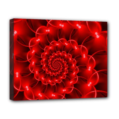 Glossy Red Spiral Fractal Deluxe Canvas 20  x 16  (Stretched) from ArtsNow.com