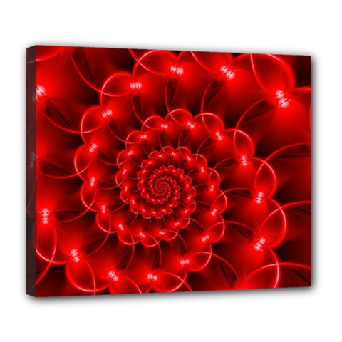 Glossy Red Spiral Fractal Deluxe Canvas 24  x 20  (Stretched) from ArtsNow.com