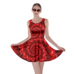 Glossy Red Spiral Fractal Skater Dress